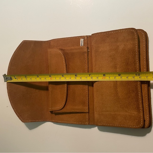 Vtg 1970's Hippie Suede Wallet Floral Snap Closure Clutch Brown Leather Brazil - Picture 10 of 10